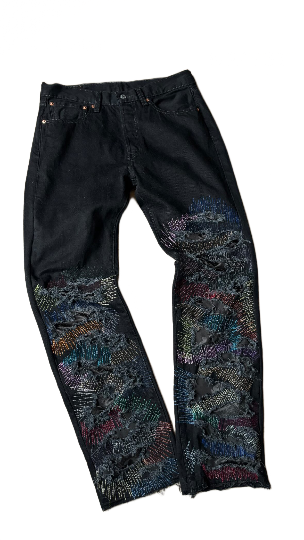 Jean Custom Black And Multicolore